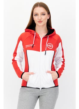 اشتري Women Sportswear Fit Long Sleeves Technical Trainer Sweatshirt, Red/White في الامارات