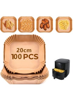 Buy Air Fryer Liners 100 PCS Non-Stick Disposable Square Cooking Greaseproof Paper Parchment Paper Liner Compatible(7.9IN) in Saudi Arabia