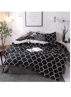 Buy Single Size Comforter set with fixed duvet, Bed Sheet Set of 4 Pieces, 100% cotton in UAE