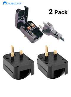 Buy 2 Pack EU Plug to UK Socket Adaptor, EU to UK Plug Adaptor with 13A Fuse, Type F EU Plug to Type G UK Socket, 2 Pin EU Plug to 3 Pin UK Adapter Socket for Home, Travel, Hotel, Business Trip, Black in Saudi Arabia