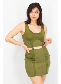 اشتري Women Sportswear Fit Sleeveless Outdoor Rib Dress, Army Green في الامارات