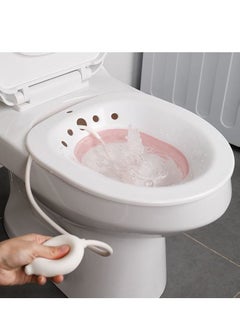 Buy Sitz Bath for Toilet Seat, Hemorrhoids, Postpartum Care, with Flusher, Comfortable Seating, Deep Enough, Relieve Pain, Anti Overflow, Easy to Use and Clean, Water Massage, Foldable in Saudi Arabia