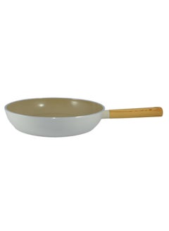 اشتري Swiss Crystal High Quality Ceramic Coating Non-Stick Frypan - 30cm - Natural Wood Handle - Beige في الامارات