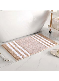 اشتري Bathroom Rugs Bath Mat 40x60cm Non-Slip Fluffy Soft Plush Microfiber Shower Carpet Rug Machine Washable Quick Dry Ultra Bath Mats for Tub Bathroom and Shower Beige. في الامارات