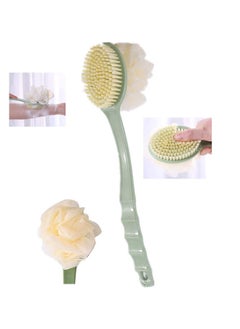 Buy Double Sided Bath, Shower Brush, Two in One Long Handle Brush, Soft Bristle Massage Brush, Body Brush, Green in Saudi Arabia