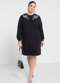 Buy Embroidered Crew Neck Dress in UAE