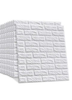 Buy 20-Piece 3D Foam Bricks Wallpaper Set White in Saudi Arabia