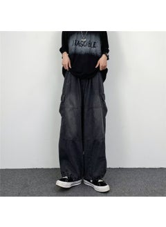 Buy High-Waisted Jeans Youth Trendy Straight-Leg Mens Spring Black in Saudi Arabia