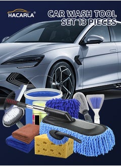 Buy 12Pcs Car Wash Kit Auto Detailing Cleaning Brush Set Car Care Kit with Bucket Towel Mitt Duster Window Scraper Tire Brush Complete Car Cleaner Wheel Cleaner Tools Brushes,Car Wash Mitt, Towels in UAE