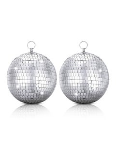 اشتري 2 Pcs Mirror Disco Ball with Hanging Ring Silver Disco Light Mirror Ball Glitter Disco Decorations Reflective Party Dance Ball(6 Inch/ 15 Cm) في مصر