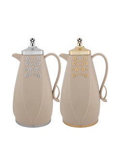 اشتري 2-Piece Deva Coffee And Tea Vacuum Flask Set 1.0/1.0 Liter Brown في السعودية