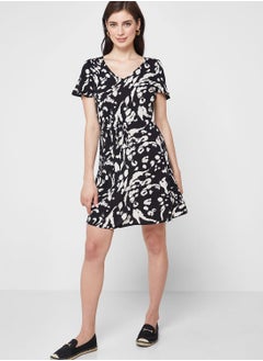 Buy Printed V-Neck Dress in UAE