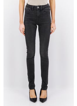 Buy Women Skinny Fit Washed Stretchable Jeans, Black in Saudi Arabia