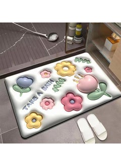 Buy 3D Flower Bathroom Mat Shower Entrance Carpet Bathmat Rug Absorbent Floor Quick Dry Non-Slip Mat in UAE