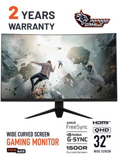 Buy 32 inch Gaming Monitor Curved QHD Monitor MT9800 Solution 180Hz refresh rate, Nvidia G-Sync with RGB light Black in UAE