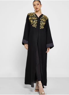 Buy Embroidered V-Neck Abaya in UAE