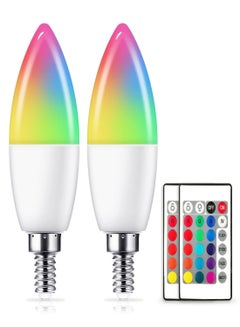 Buy Color Changing Light Bulb, 17Colors E12 Candelabra Led Light Bulb, 3W 350LM Multicolor Led Bulb with Remote Control, 4 Modes LED Light Bulbs for Home/Decoration/Party/KTV Mood Lighting (2 Pack) in Saudi Arabia
