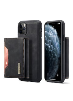 Buy Wallet Case for Apple iPhone 11 Pro Max, DG.MING Premium Leather Phone Case Back Cover Magnetic Detachable with Trifold Wallet Card Holder Pocket (Black) in UAE