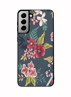 Buy Protective Case Cover For Samsung Galaxy S21 FE 5G Gray Flower Design Multicolour Multicolor in UAE