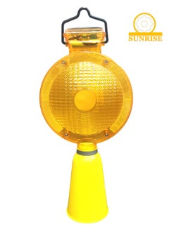 Buy Warning Flashing Traffic Cone LED Yellow Light, LED Solar Powered Road Construction Cone Traffic Flicker Beacon Lamp in UAE