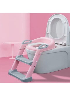 اشتري Height Adjustable Foldable Toilet Seat, Urinal Back, Training Chair, Ladder With Step Stool, Suitable For Children, Boys, Girls, Toilet Seat Steps (Pink) في السعودية