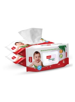 Buy Wipes For Baby Skin With Aloe Vera Fragrance Free Pack Of 3 in UAE