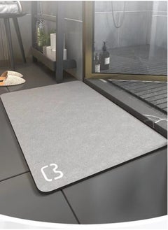 Buy 1-Piece Bath Rug Water Absorbent Anti-Slip Kitchen Bedroom Mat Diatom Mud Grey 60x40 cm in UAE