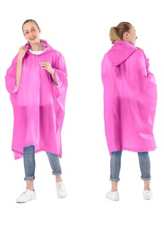 Buy Reusable Adult Rain Ponchos 2 count (Pack of 1) for Women and Men with Drawstring Hood in Saudi Arabia