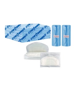 اشتري Star Babies Combo Pack (Disposable Changing mat 6pcs, Scented Bag 2pcs (30bags) with  Disposable Breast Pad 5pcs) - Blue في الامارات