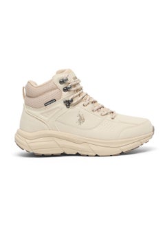 Buy Women's Beige High-Top Waterproof Sneakers with Lace-Up Design – Durable and Stylish for All-Day Comfort in UAE