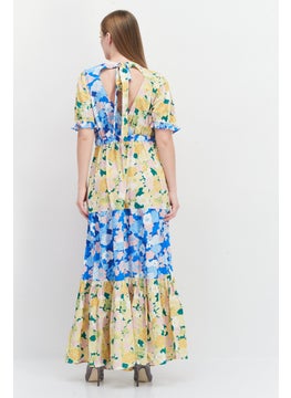 Buy Women Tall Fit Floral Pattern Maxi Dress, Blue Combo in UAE