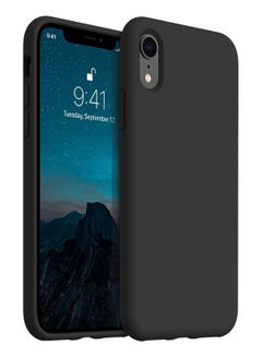 Buy Compatible with iPhone XR Case 6.1 Inch Slim Liquid Silicone 4 Layers Soft Gel Rubber Shockproof Protective Phone Case with Anti Scratch Microfiber Lining (Black) in Egypt