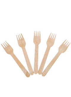 Buy 100 Pcs Disposable Forks Wooden Forks 100% Natural Wooden Disposable Cutlery Eco-Friendly in UAE