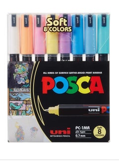 Buy 8-Piece POSCA Extra Fine Pens Soft Colours in UAE