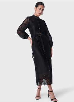 اشتري Uneven Lace Patch Shirt Dress في السعودية