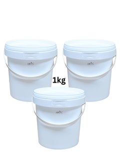 Buy Multipurpose 3 Pieces Set Food Grade White Plastic Yogurt Bucket PP Container With Tamper Evident Lid in UAE