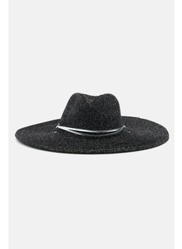 Buy Women Wide Brim Panama Hat, Black/Silver in Saudi Arabia