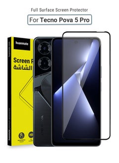 اشتري Tecno Pova 5 Pro Screen Protector – Premium Edge to Edge Tempered Glass, High Transparency, Delicate Touch, Anti-Explosion, Smooth Arc Edges, Easy Installation في السعودية