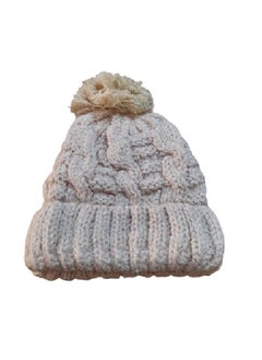 Buy The winter ice cap is made of durable, high-quality wool threads. It is lined from the inside in a way that makes you feel warm in a wonderful way. It is equipped with a ball of wonderful wool threads(Beige) in Egypt