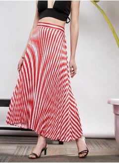 Buy Striped Pleated A-Line Satin Skirt in Saudi Arabia