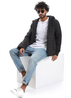 Buy Long Sleeves Quilted Pattern Hoodie Neck Jacket _ Navy in Egypt