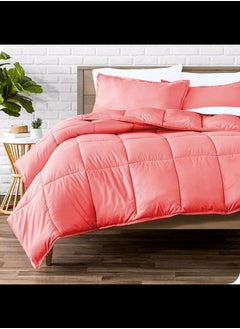 Buy Cotton - Plain - 3 Pieces Heavy Comforter Set - 2.8Kgs - Down Alternative Filling - (For Matress 100cm/120cm) - Size (180cm x 240cm) + 2 Pillow Case Covers (50cm x 70cm) - Watermelon in Egypt