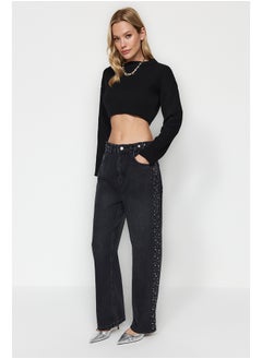 Buy Black Stones Low Waist Wide Leg Jeans TWOAW24JE00226 in Egypt