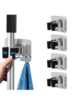 Buy Mop Holder Pack of 4 for Kitchen Home Garage and Laundry Mop Holder with Wall Mount Multipurpose Mop and Broom Holder Organizer in Saudi Arabia