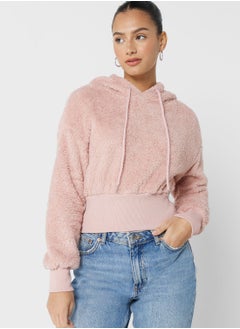 Buy Solid Cropped Hoodie in UAE