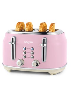 اشتري مح toaster سالتر EK5739PNK ريترو - 4 شرائح باللون الوردي مع فتحات عريضة و6 مستويات تحميص في الامارات