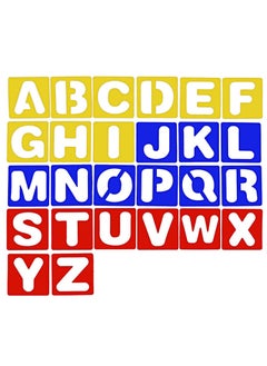 Buy 26 Pieces Alphabet Stencils Set Plastic Letter Stencils for Painting Learning, DIY Craft Decoration,for Toddlers Preschooler Learning Tool  (3 x 3 Inches) in UAE