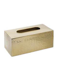 Buy Ava Tissue Box Cover, Gold - 25x10 cm in UAE