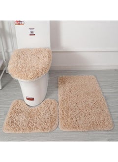 اشتري COMFY NEW BATHROOM COLLECTION 3 PC SET DARK BEIGE SOFT CARPET في الامارات