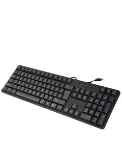 Buy USB Wired Keyboard with Full Range of 107 Keys,USB Plug and Play,Arabic&English Layout Black For PC/Laptop in UAE